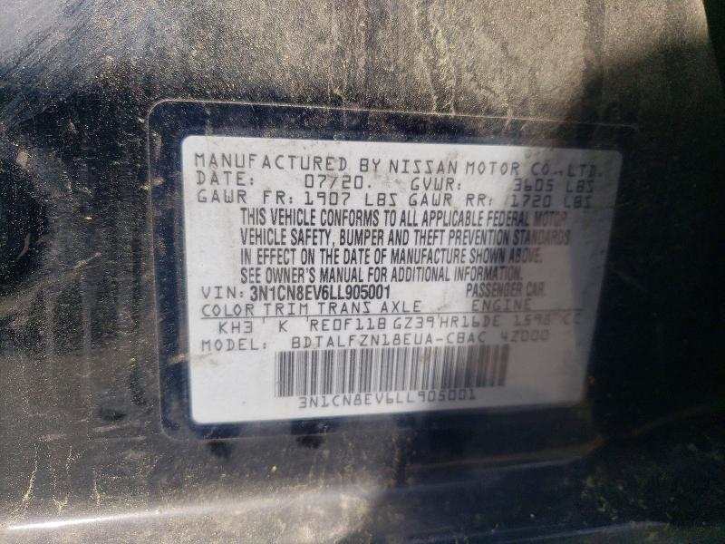 48932786 :رقم المزاد ، 3N1CN8EV6LL905001 vin ، 2020 Nissan Versa مزاد بيع