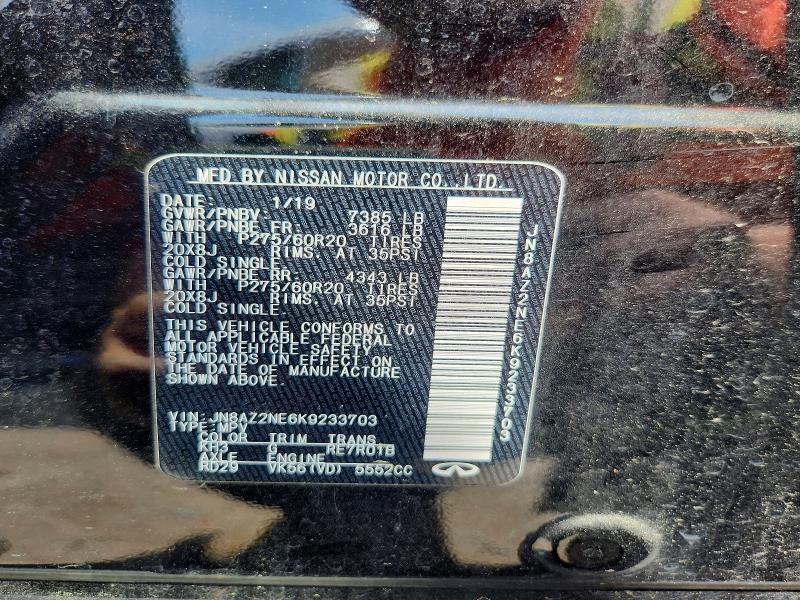 Aukcja sprzedaży 2019 Infiniti Qx80, vin: JN8AZ2NE6K9233703, numer aukcji: 49342006