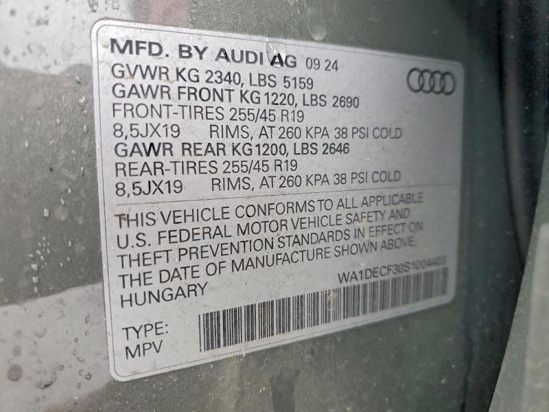 Aukcja sprzedaży 2025 Audi Q3, vin: WA1DECF30S1004403, numer aukcji: 48619736