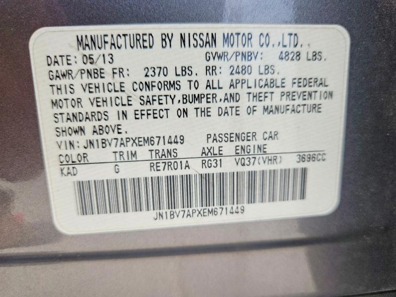 Продажа на аукционе авто 2014 Infiniti Q50, vin: JN1BV7APXEM671449, номер лота: 49135096