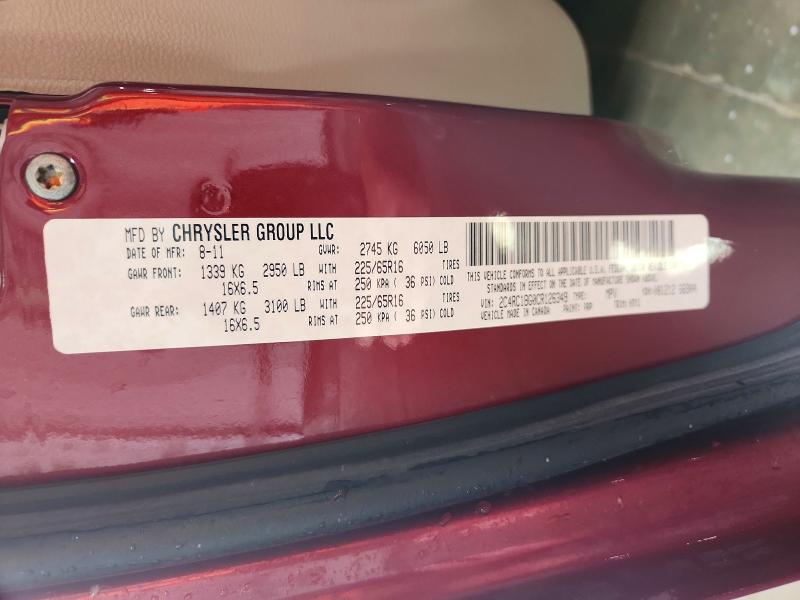 2012 Chrysler Town & Country მანქანა იყიდება აუქციონზე, vin: 2C4RC1BG0CR126349, აუქციონის ნომერი: 49272716