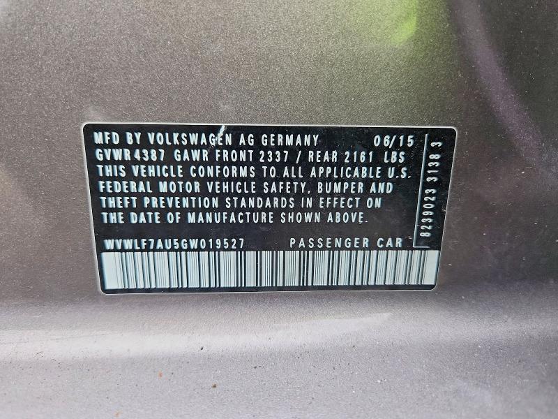 Aukcja sprzedaży 2016 Volkswagen Golf R, vin: WVWLF7AU5GW019527, numer aukcji: 51068486