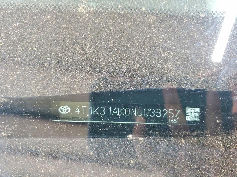 48504276 :رقم المزاد ، 4T1K31AK0NU033257 vin ، 2022 Toyota Camry Hybrid مزاد بيع