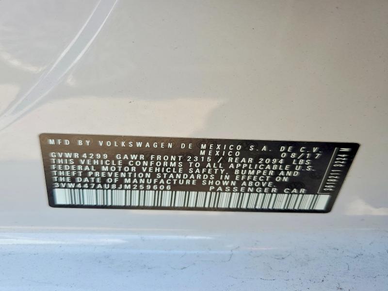 49972476 :رقم المزاد ، 3VW447AU8JM259606 vin ، 2018 Volkswagen Gti مزاد بيع