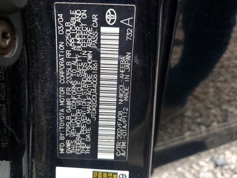 46777916 :رقم المزاد ، JTDKB20U440061861 vin ، 2004 Toyota Prius مزاد بيع