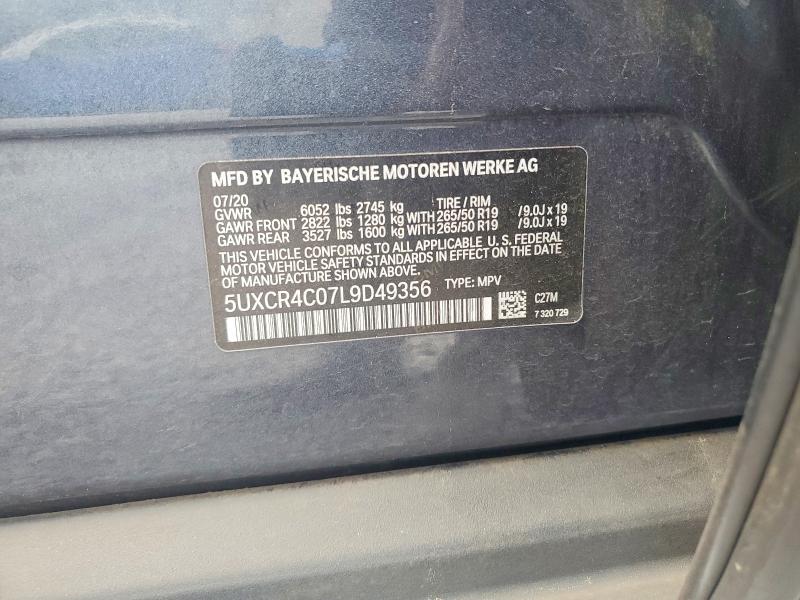 2020 Bmw X5 მანქანა იყიდება აუქციონზე, vin: 5UXCR4C07L9D49356, აუქციონის ნომერი: 50389976