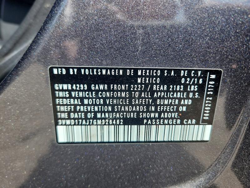 51120366 :رقم المزاد ، 3VWD17AJ7GM326462 vin ، 2016 Volkswagen Jetta مزاد بيع