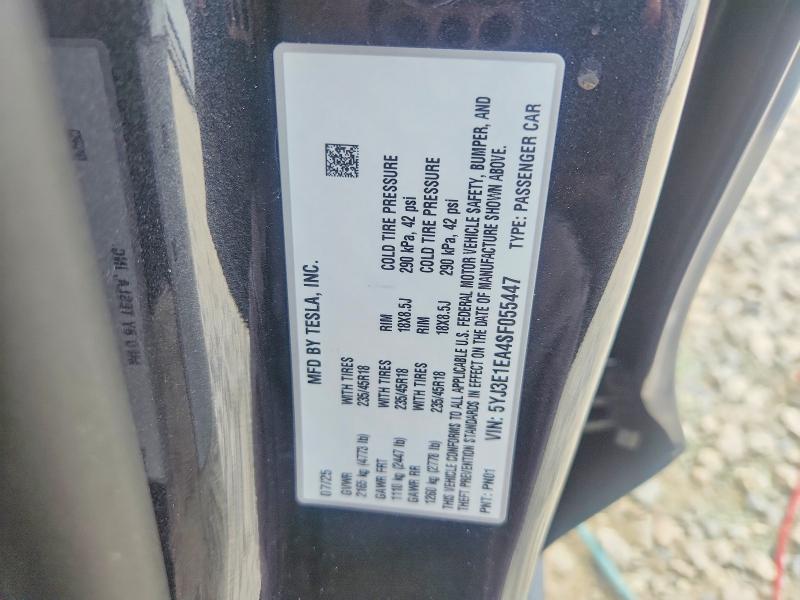 Продажа на аукционе авто 2025 Tesla Model 3, vin: 5YJ3E1EA4SF055447, номер лота: 51406656