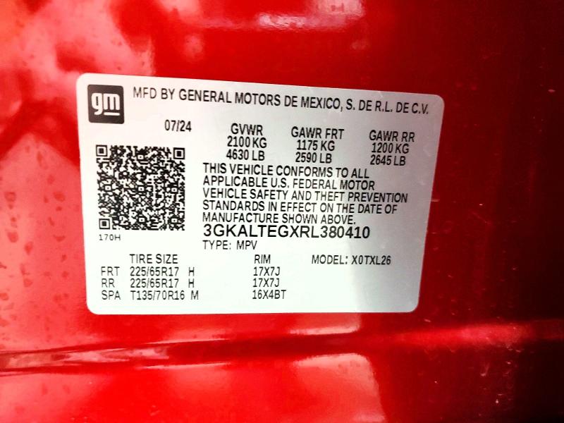 Aukcja sprzedaży 2024 Gmc Terrain, vin: 3GKALTEGXRL380410, numer aukcji: 49030816