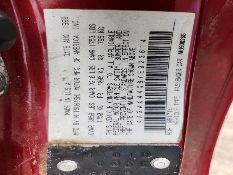 Продажа на аукционе авто 2000 Mitsubishi Eclipse, vin: 4A3AC44G8YE023614, номер лота: 51670586