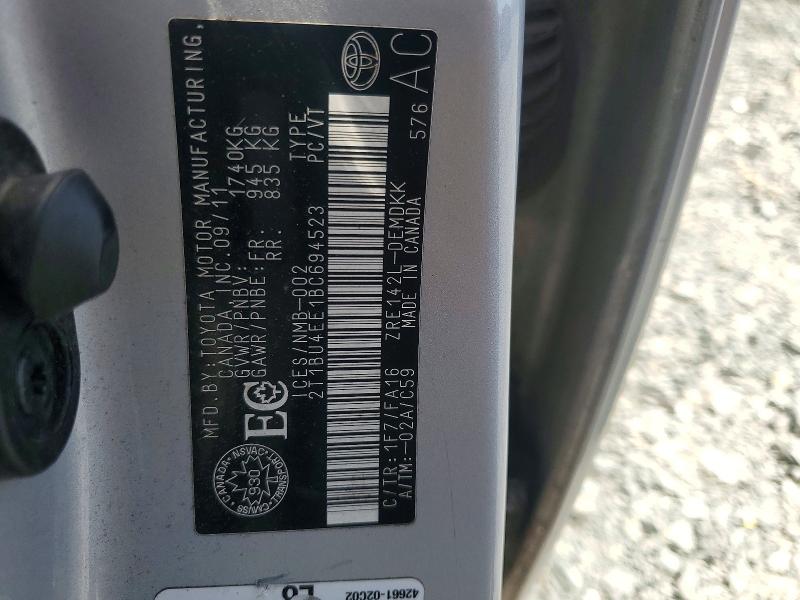 2011 Toyota Corolla მანქანა იყიდება აუქციონზე, vin: 2T1BU4EE1BC694523, აუქციონის ნომერი: 51076056