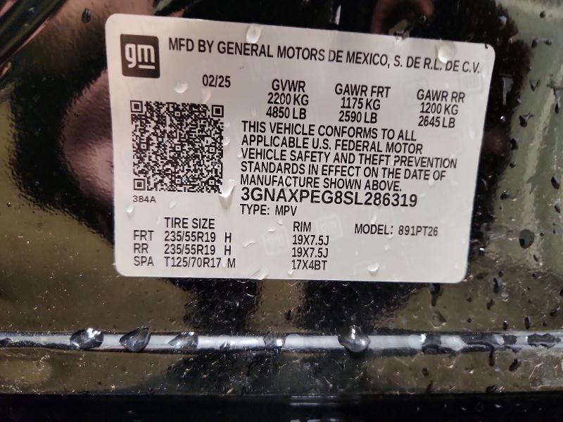 Продажа на аукционе авто 2025 Chevrolet Equinox, vin: 3GNAXPEG8SL286319, номер лота: 50636276