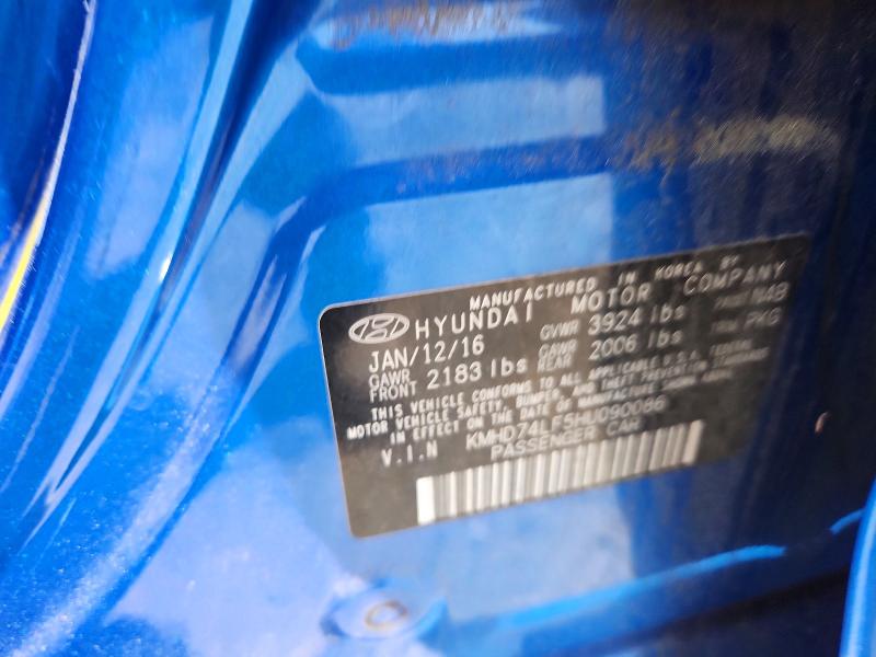 50214596 :رقم المزاد ، KMHD74LF5HU090086 vin ، 2017 Hyundai Elantra مزاد بيع