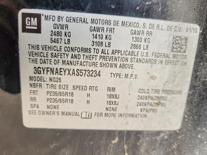 2010 Cadillac Srx მანქანა იყიდება აუქციონზე, vin: 3GYFNAEYXAS573234, აუქციონის ნომერი: 50142686