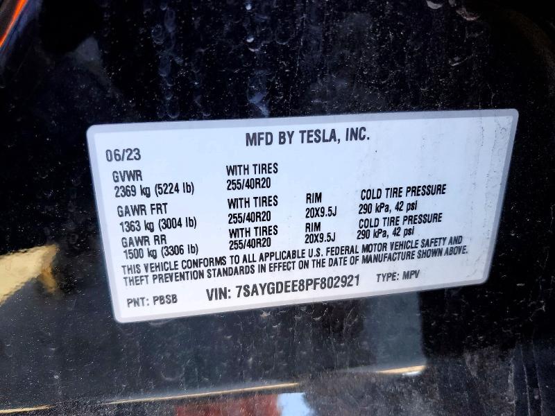 50496216 :رقم المزاد ، 7SAYGDEE8PF802921 vin ، 2023 Tesla Model Y مزاد بيع