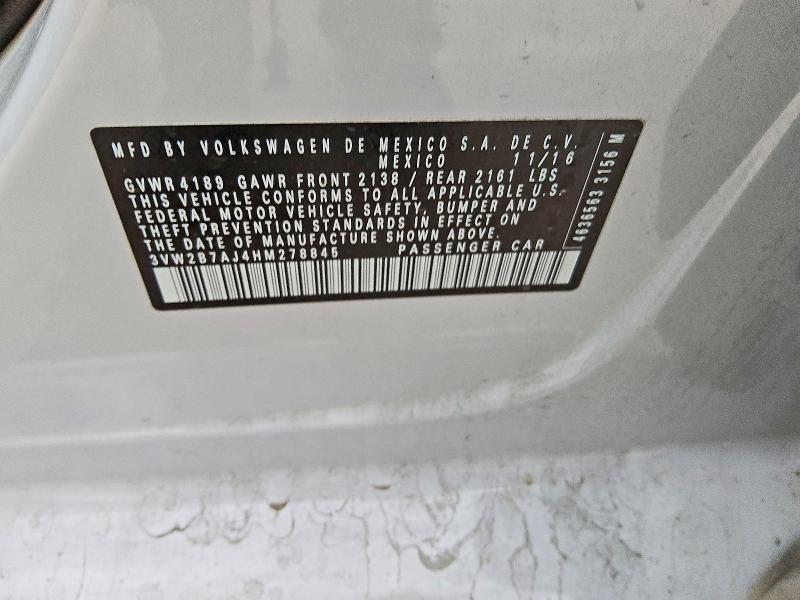 Продажа на аукционе авто 2017 Volkswagen Jetta, vin: 3VW2B7AJ4HM278845, номер лота: 51328766