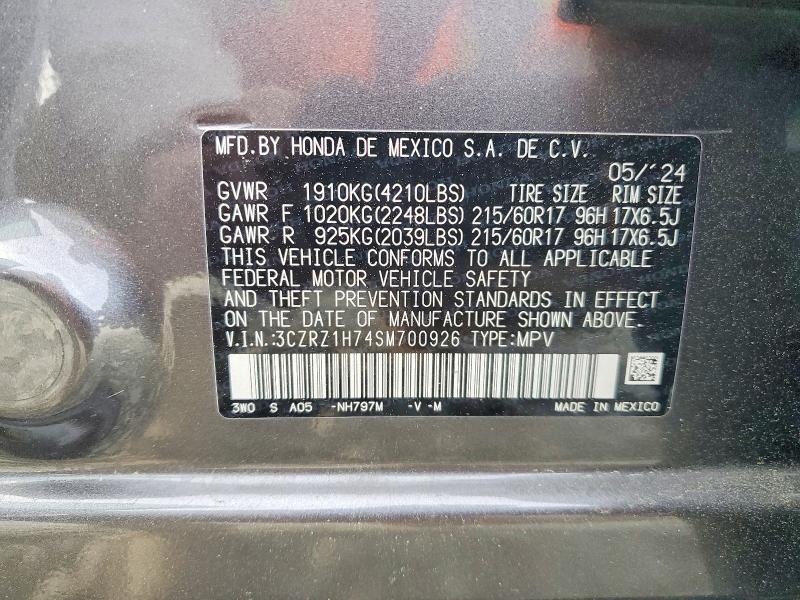 Продаж на аукціоні авто 2025 Honda Hr-v, vin: 3CZRZ1H74SM700926, номер лоту: 48578246