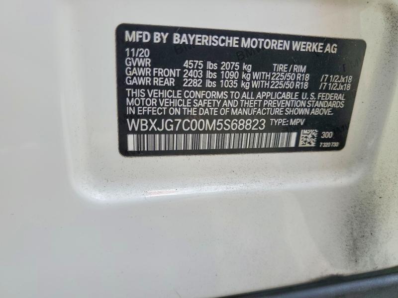 48755866 :رقم المزاد ، WBXJG7C00M5S68823 vin ، 2021 Bmw X1 مزاد بيع