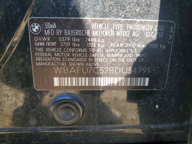 Продаж на аукціоні авто 2011 Bmw 535, vin: WBAFU7C52BDU54791, номер лоту: 48710176