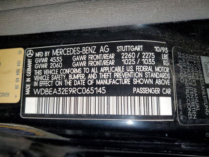 51835766 :رقم المزاد ، WDBEA32E9RC065145 vin ، 1994 Mercedes-benz E مزاد بيع