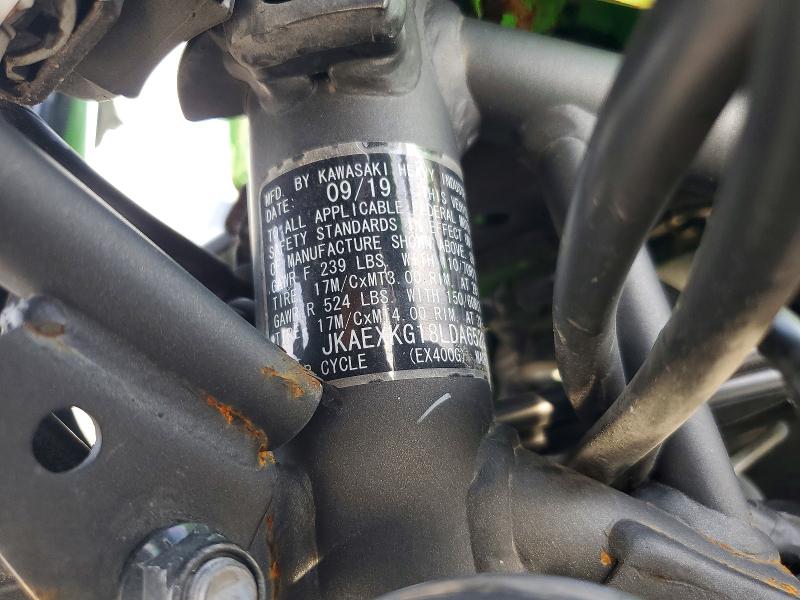 49953186 :رقم المزاد ، JKAEXKG18LDA65202 vin ، 2020 Kawasaki Ex400 مزاد بيع
