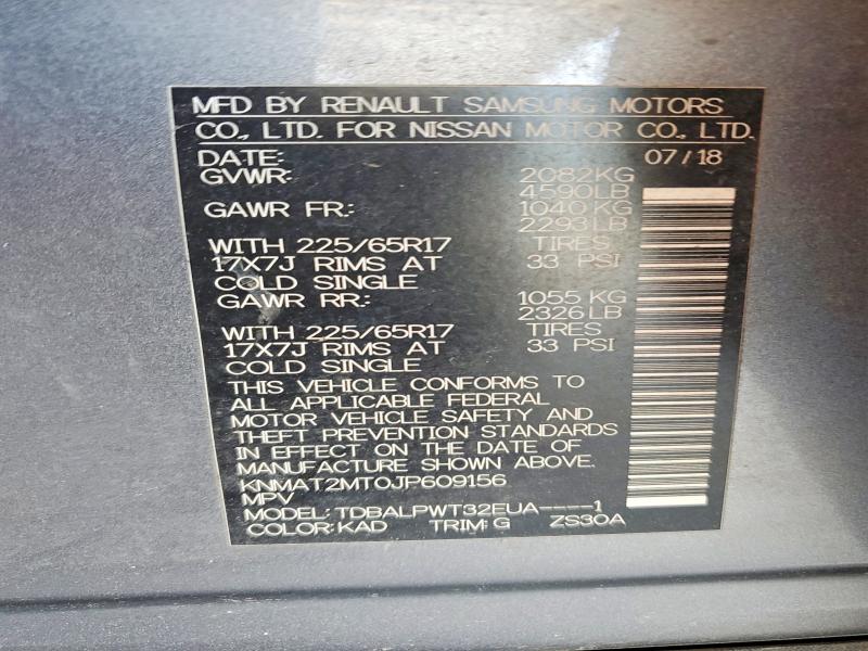 50329526 :رقم المزاد ، KNMAT2MT0JP609156 vin ، 2018 Nissan Rogue مزاد بيع