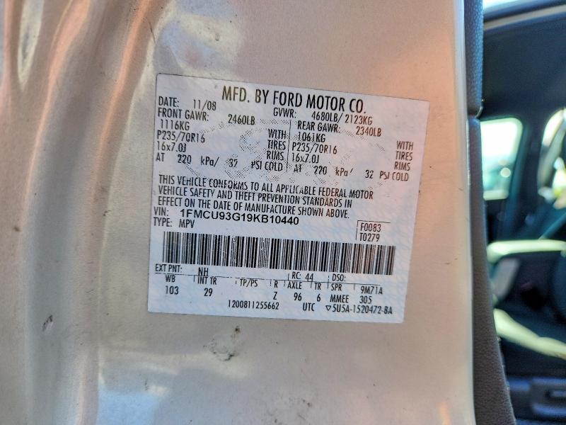 Продажа на аукционе авто 2009 Ford Escape, vin: 1FMCU93G19KB10440, номер лота: 51635456