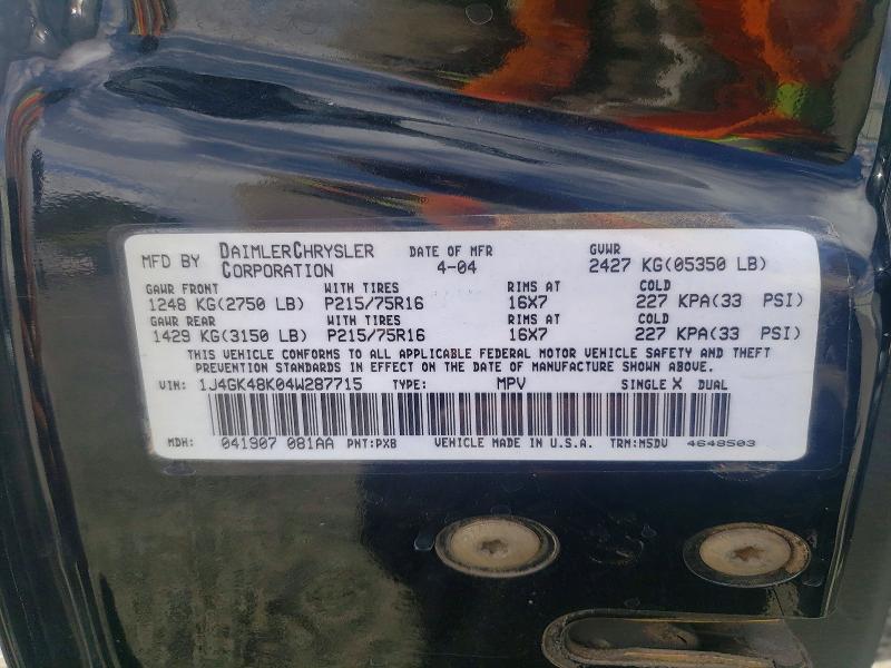 Aukcja sprzedaży 2004 Jeep Liberty Sp, vin: 1J4GK48K04W287715, numer aukcji: 51676426