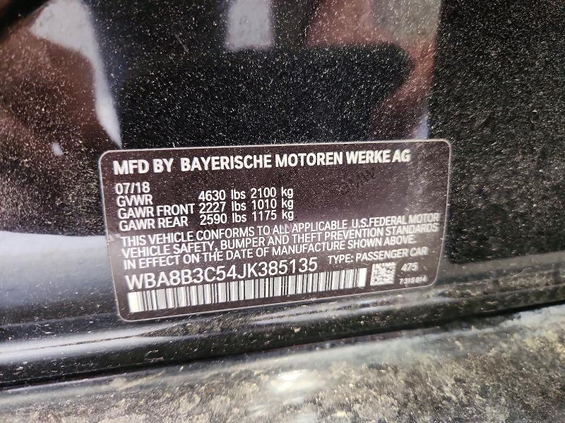 Aukcja sprzedaży 2018 Bmw 340, vin: WBA8B3C54JK385135, numer aukcji: 49917166