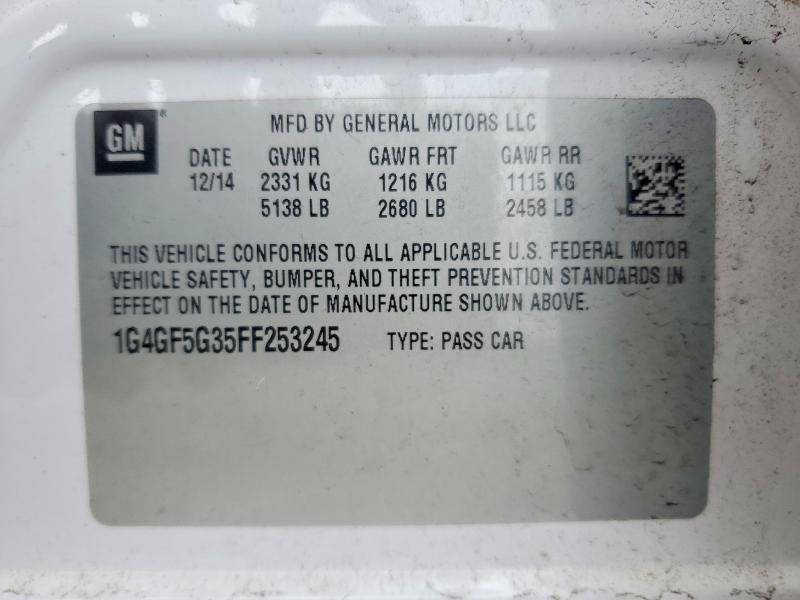 2015 Buick Lacrosse მანქანა იყიდება აუქციონზე, vin: 1G4GF5G35FF253245, აუქციონის ნომერი: 48481586