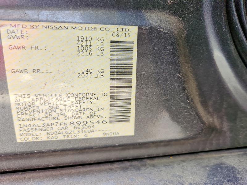 Продаж на аукціоні авто 2015 Nissan Altima, vin: 1N4AL3AP7FN899546, номер лоту: 49980106