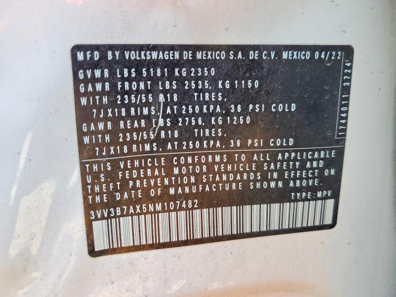 48520556 :رقم المزاد ، 3VV3B7AX5NM107482 vin ، 2022 Volkswagen Tiguan مزاد بيع