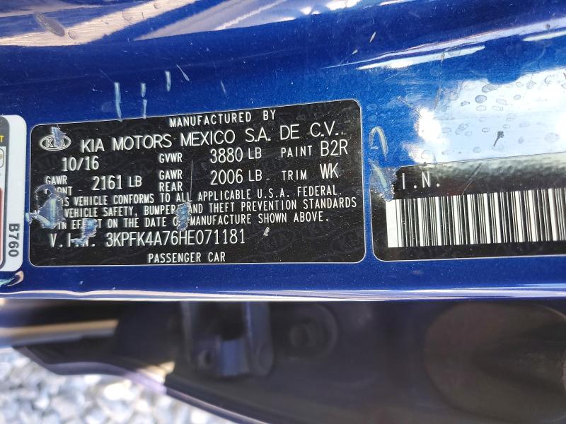 48979856 :رقم المزاد ، 3KPFK4A76HE071181 vin ، 2017 Kia Forte مزاد بيع