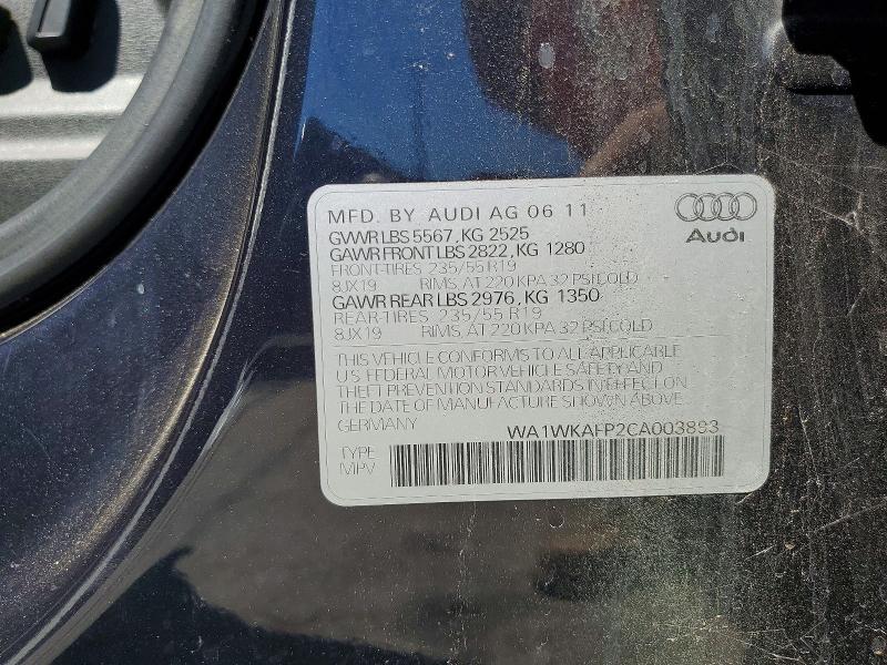 50114926 :رقم المزاد ، WA1WKAFP2CA003893 vin ، 2012 Audi Q5 مزاد بيع