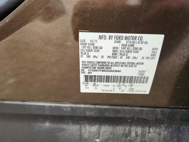 Продаж на аукціоні авто 2016 Ford Explorer, vin: 1FM5K7F89GGA03840, номер лоту: 50857496