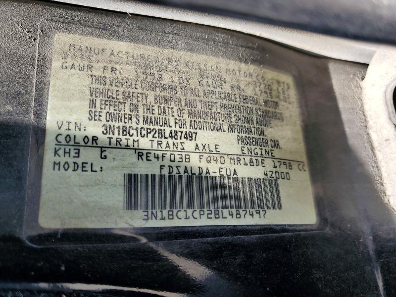 50781676 :رقم المزاد ، 3N1BC1CP2BL487497 vin ، 2011 Nissan Versa مزاد بيع