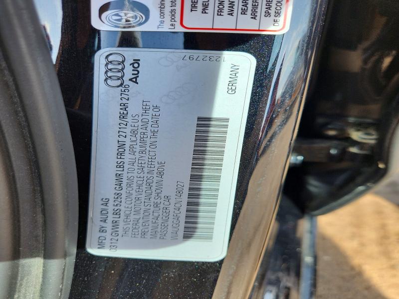 49850606 :رقم المزاد ، WAUGGAFC4CN148027 vin ، 2012 Audi A6 مزاد بيع