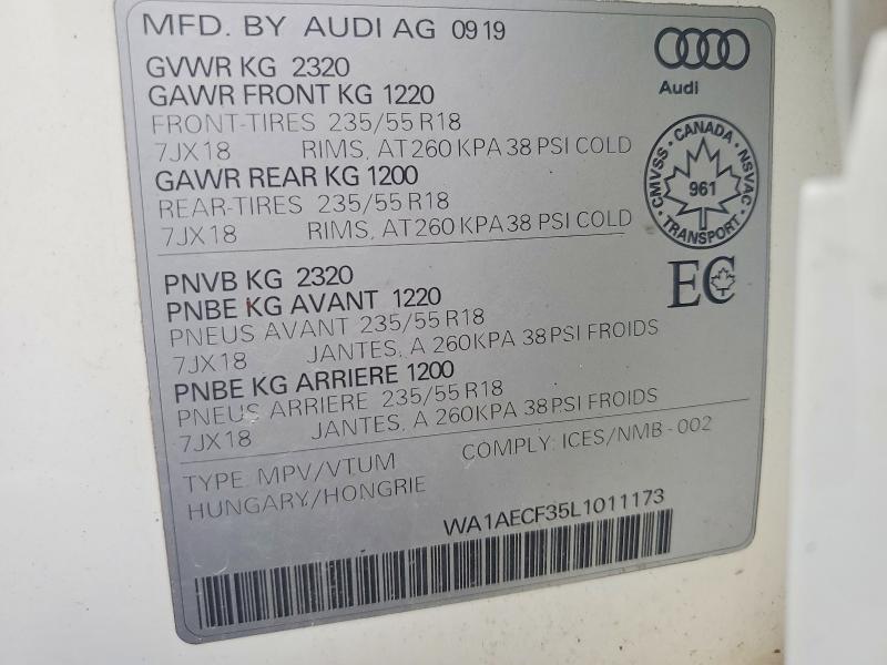 Aukcja sprzedaży 2020 Audi Q3, vin: WA1AECF35L1011173, numer aukcji: 49462816