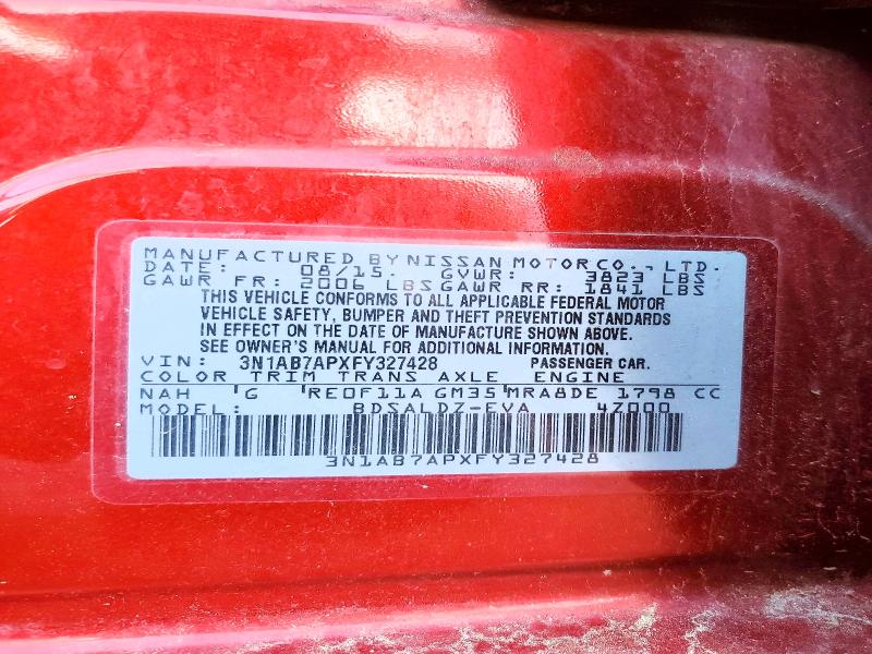 51678306 :رقم المزاد ، 3N1AB7APXFY327428 vin ، 2015 Nissan Sentra مزاد بيع