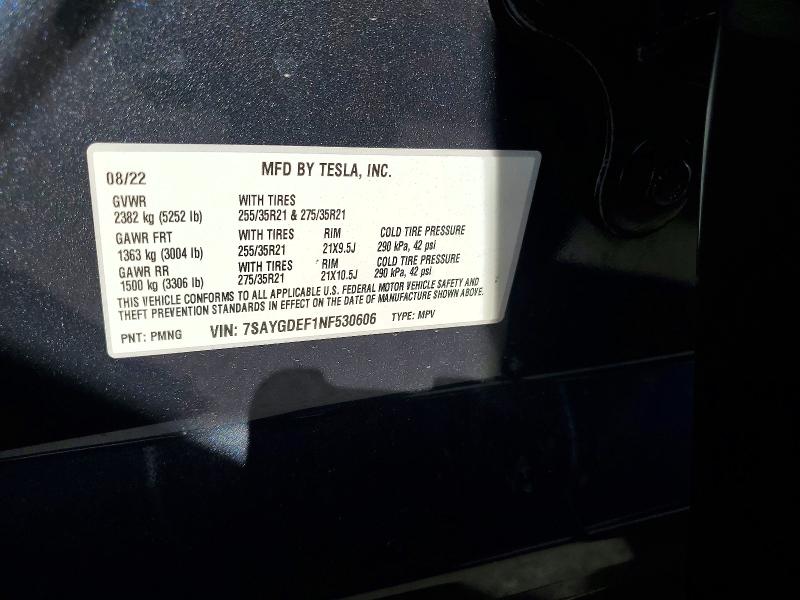 Aukcja sprzedaży 2022 Tesla Model Y, vin: 7SAYGDEF1NF530606, numer aukcji: 50468796
