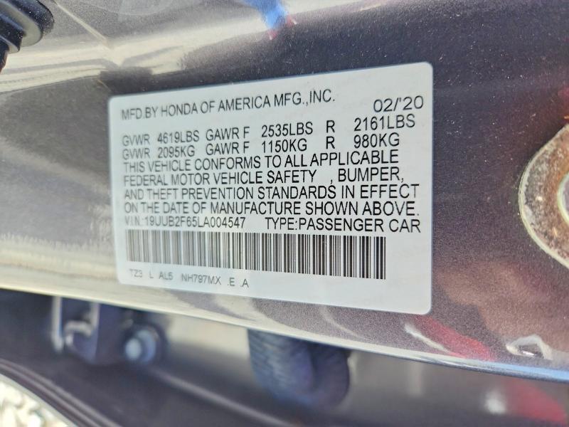 50801846 :رقم المزاد ، 19UUB2F65LA004547 vin ، 2020 Acura Tlx مزاد بيع