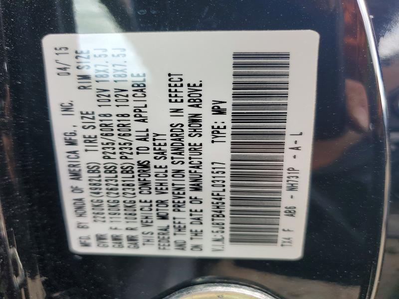 48230906 :رقم المزاد ، 5J8TB4H54FL031517 vin ، 2015 Acura Rdx مزاد بيع