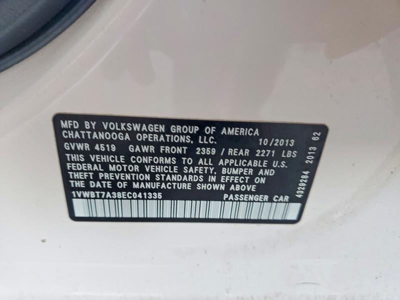 Aukcja sprzedaży 2014 Volkswagen Passat, vin: 1VWBT7A38EC041335, numer aukcji: 48697376