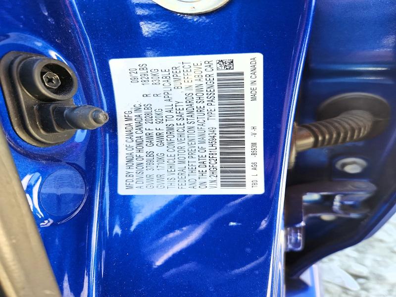Продажа на аукционе авто 2020 Honda Civic, vin: 2HGFC2F81LH594349, номер лота: 49980026