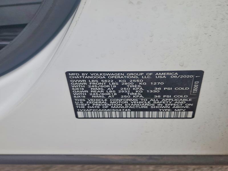 Продажа на аукционе авто 2021 Volkswagen Atlas, vin: 1V2AP2CA0MC504745, номер лота: 50000266