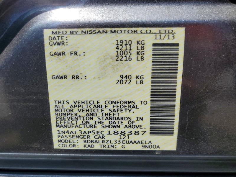 Продажа на аукционе авто 2014 Nissan Altima, vin: 1N4AL3AP5EC188387, номер лота: 51693256