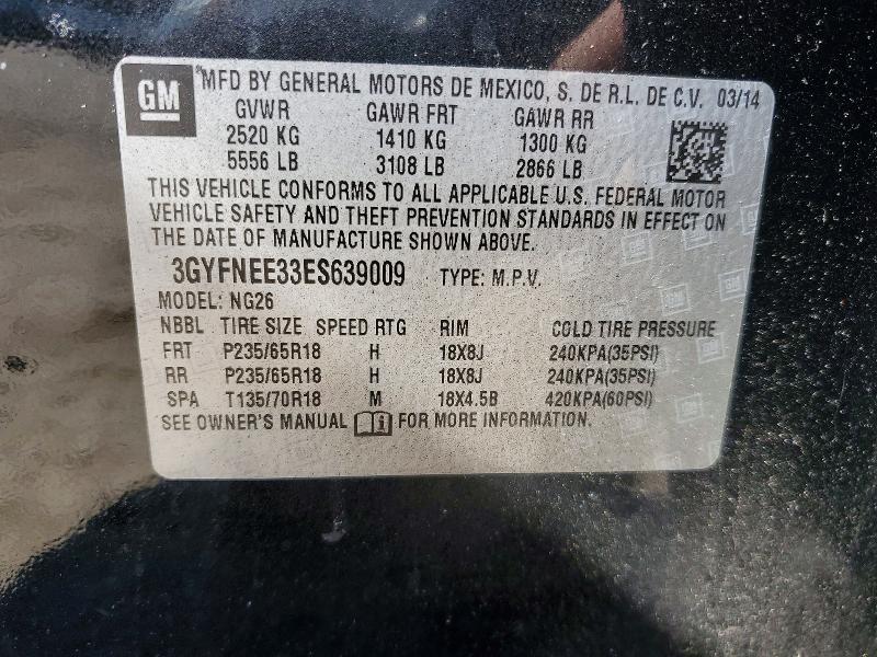 Aukcja sprzedaży 2014 Cadillac Srx, vin: 3GYFNEE33ES639009, numer aukcji: 49063816