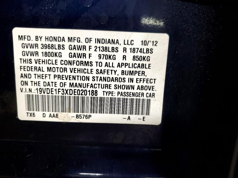 Aukcja sprzedaży 2013 Acura Ilx, vin: 19VDE1F3XDE020188, numer aukcji: 49618806