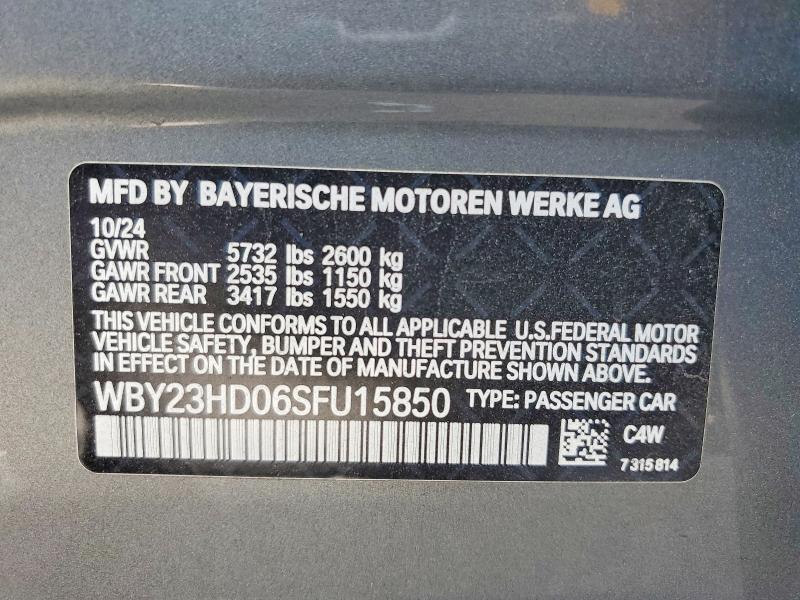 Продаж на аукціоні авто 2025 Bmw I4, vin: WBY23HD06SFU15850, номер лоту: 49097856