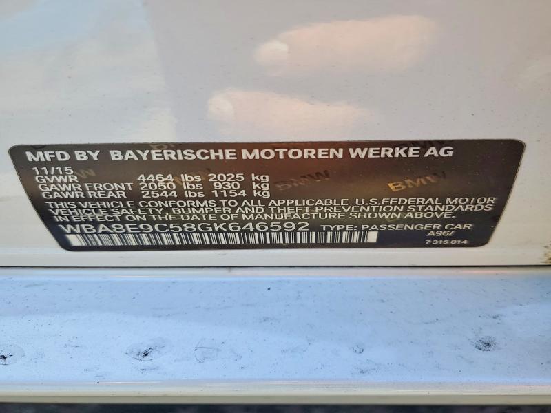Продажа на аукционе авто 2016 Bmw 328, vin: WBA8E9C58GK646592, номер лота: 50001166